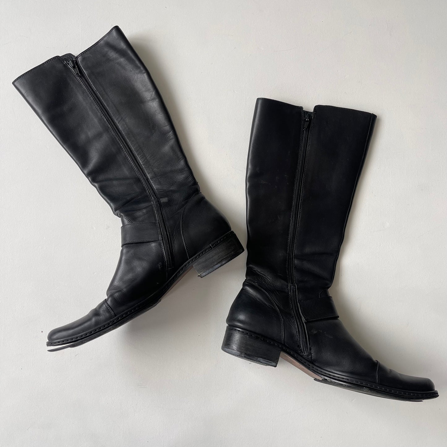 Black leather buckle boots - Size UK5