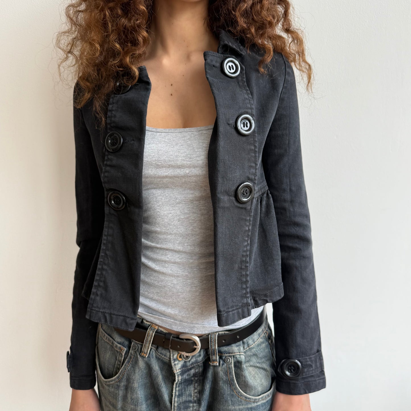 Black button military jacket - Size XS