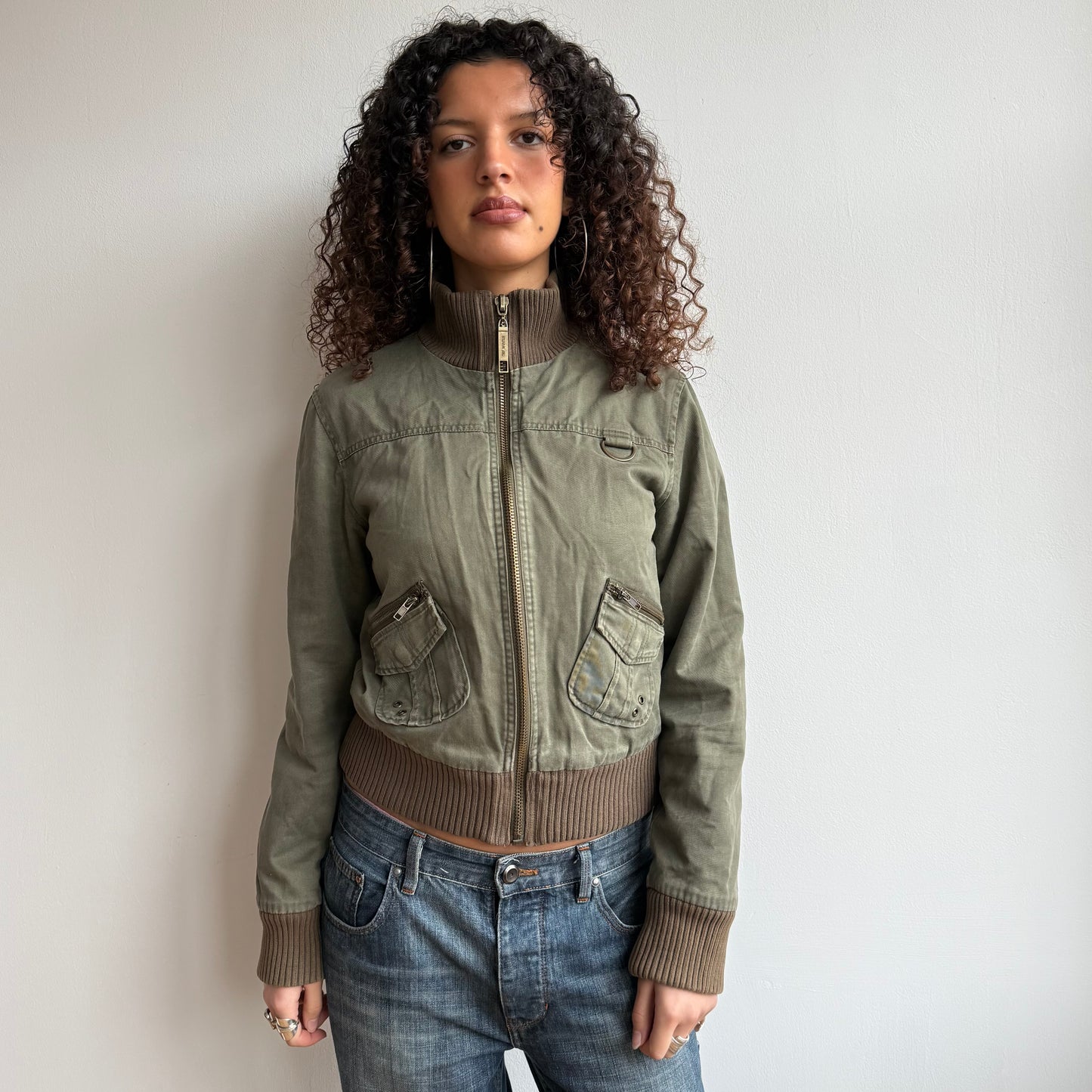 Khaki cargo bomber jacket - Size M