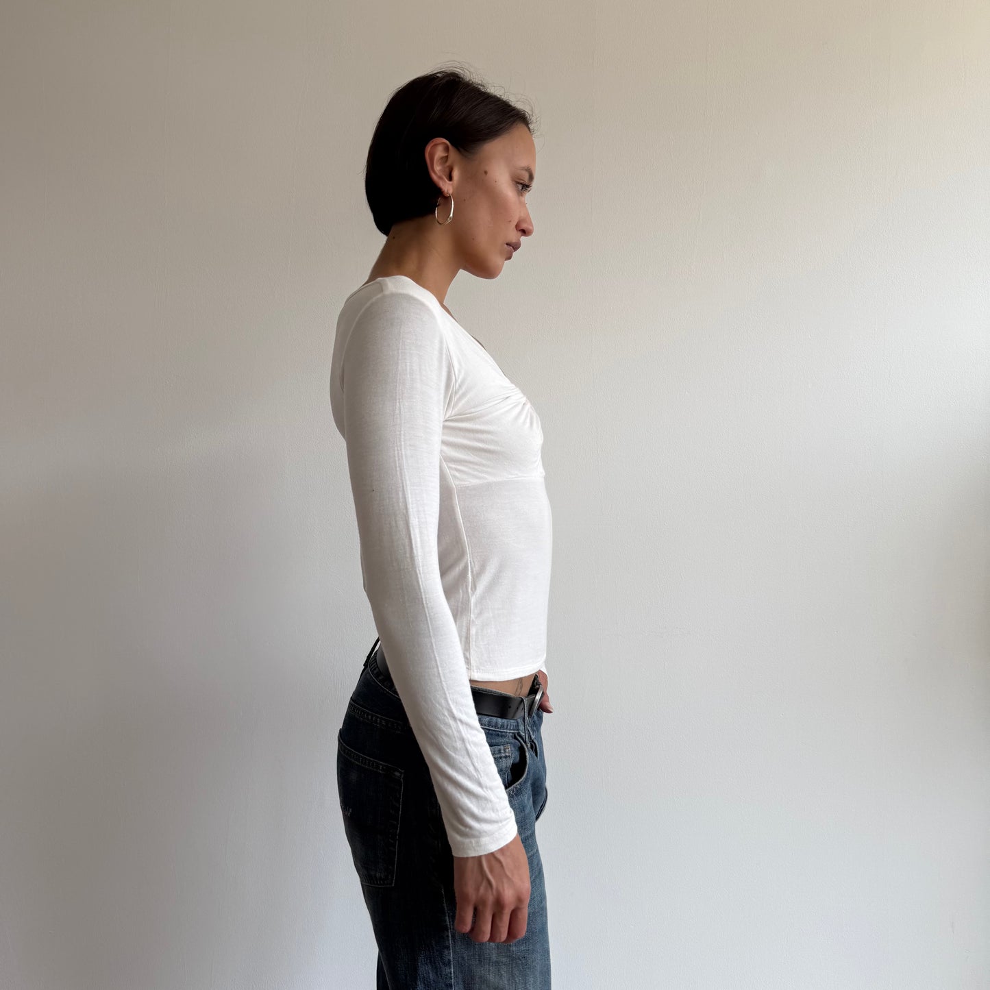 White long sleeve milkmaid top - Size S