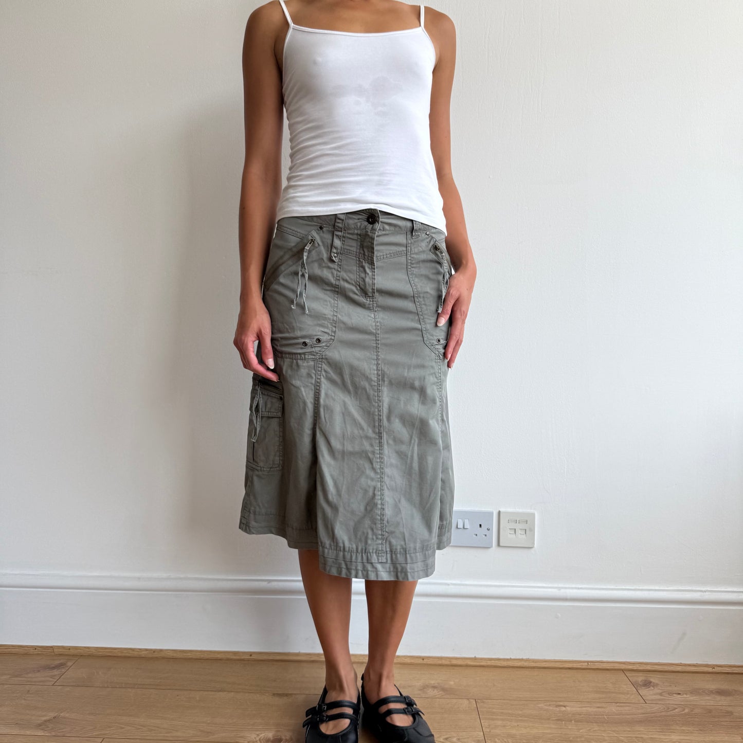 Khaki cargo midi skirt - Size S