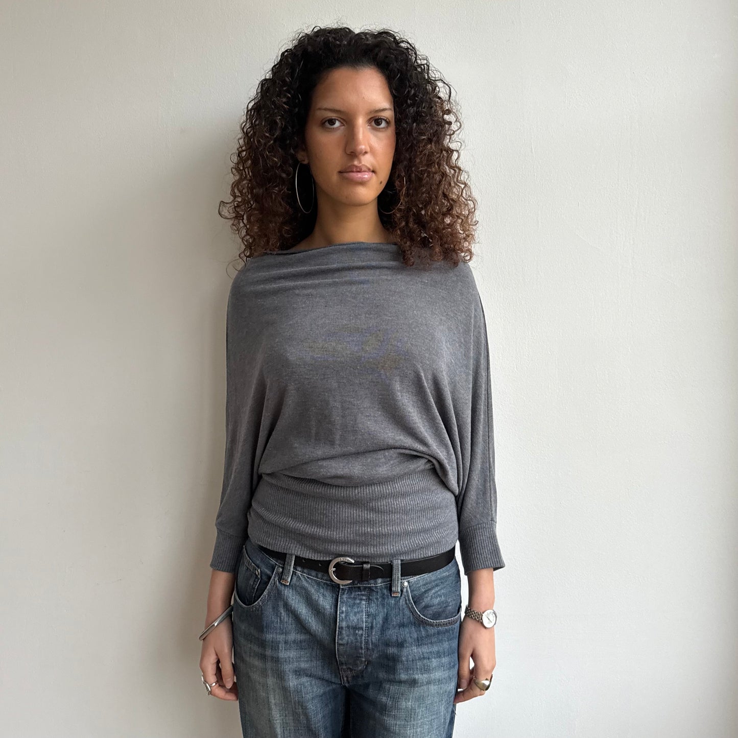 Charcoal grey slouchy knit - Size S/M