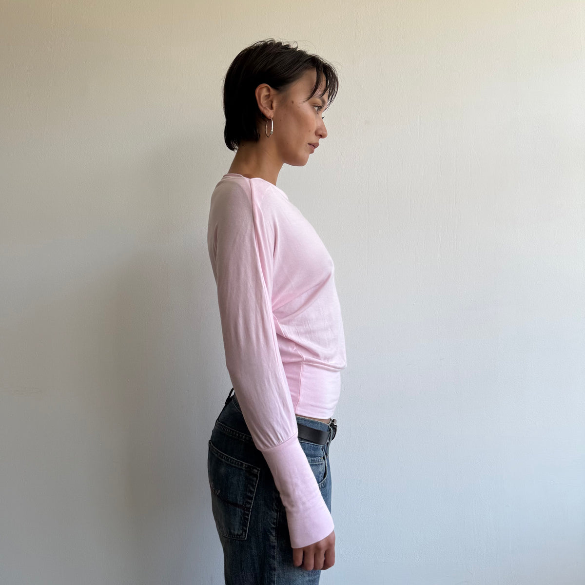 Pink batwing slouchy top - Size S
