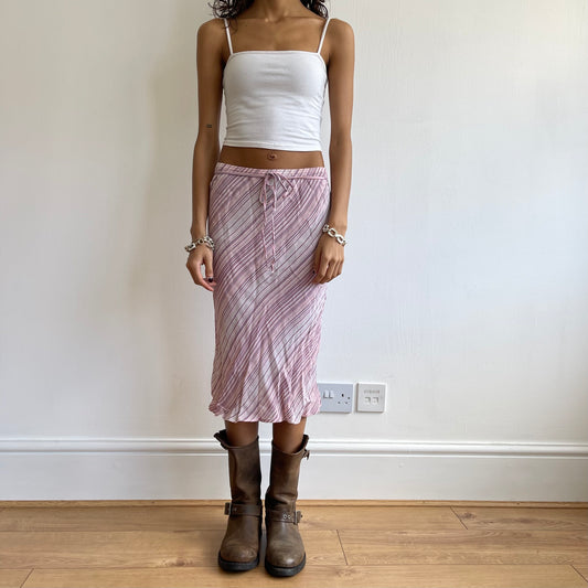 Pink striped 90’s midi skirt - Size S