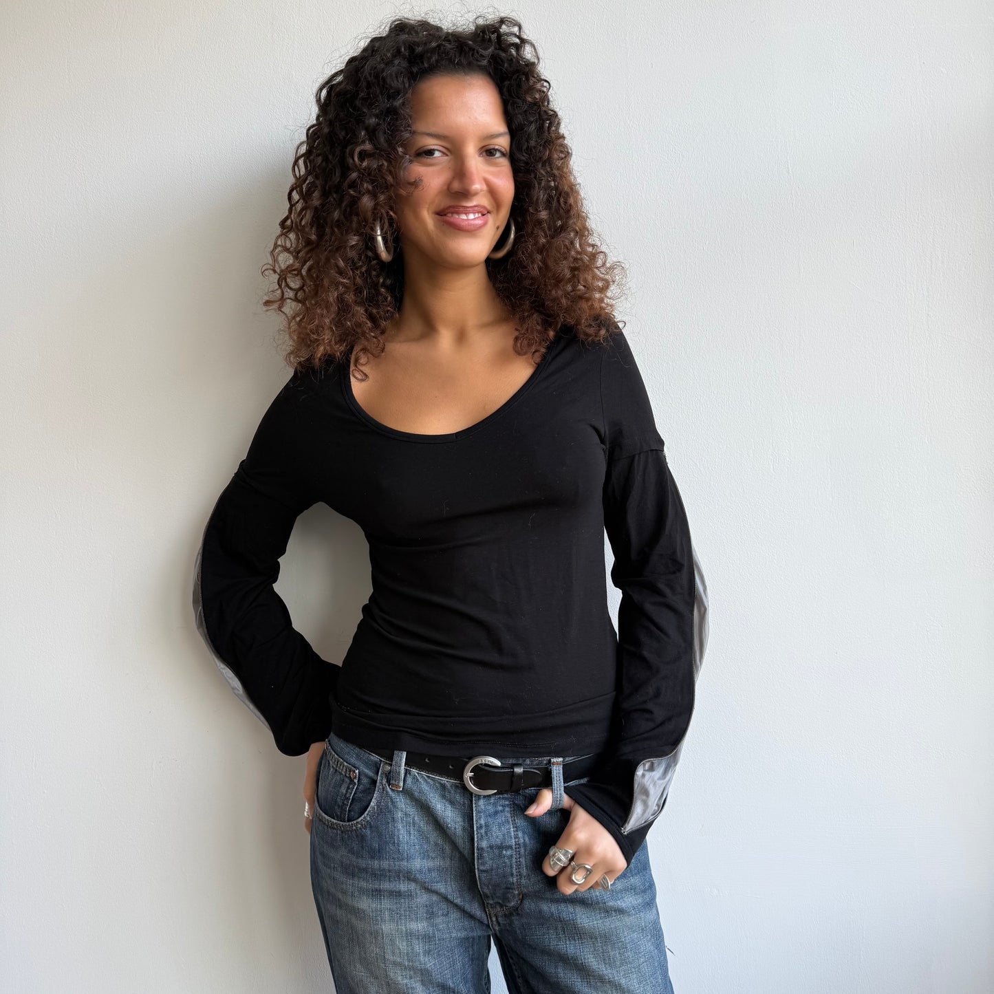 Black Cop Copine zip top - Size S/M