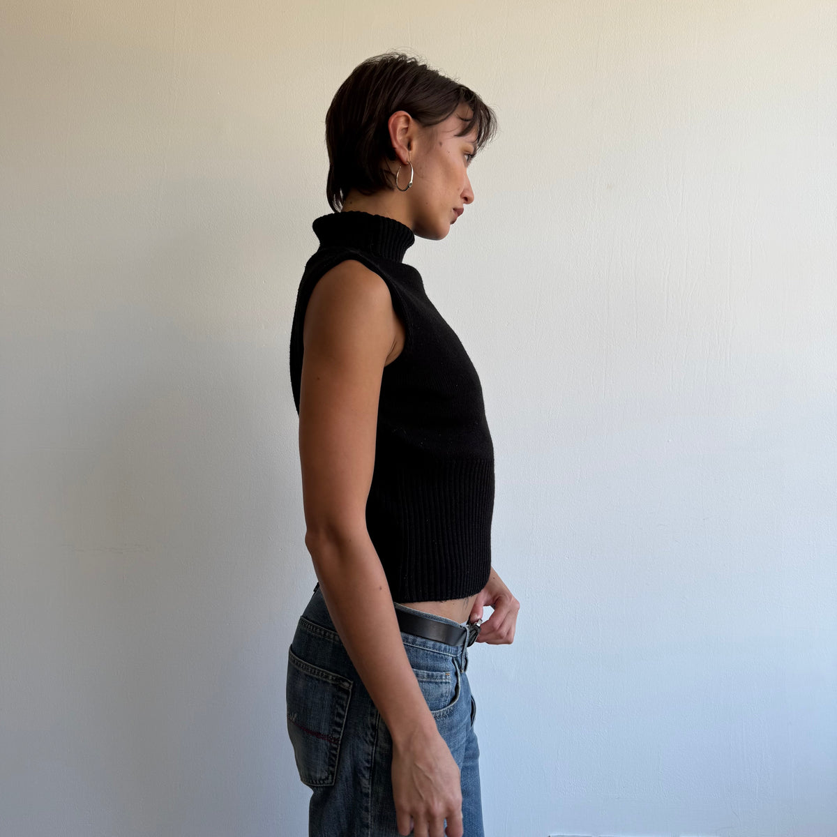 Black sleeveless knit jumper - Size S