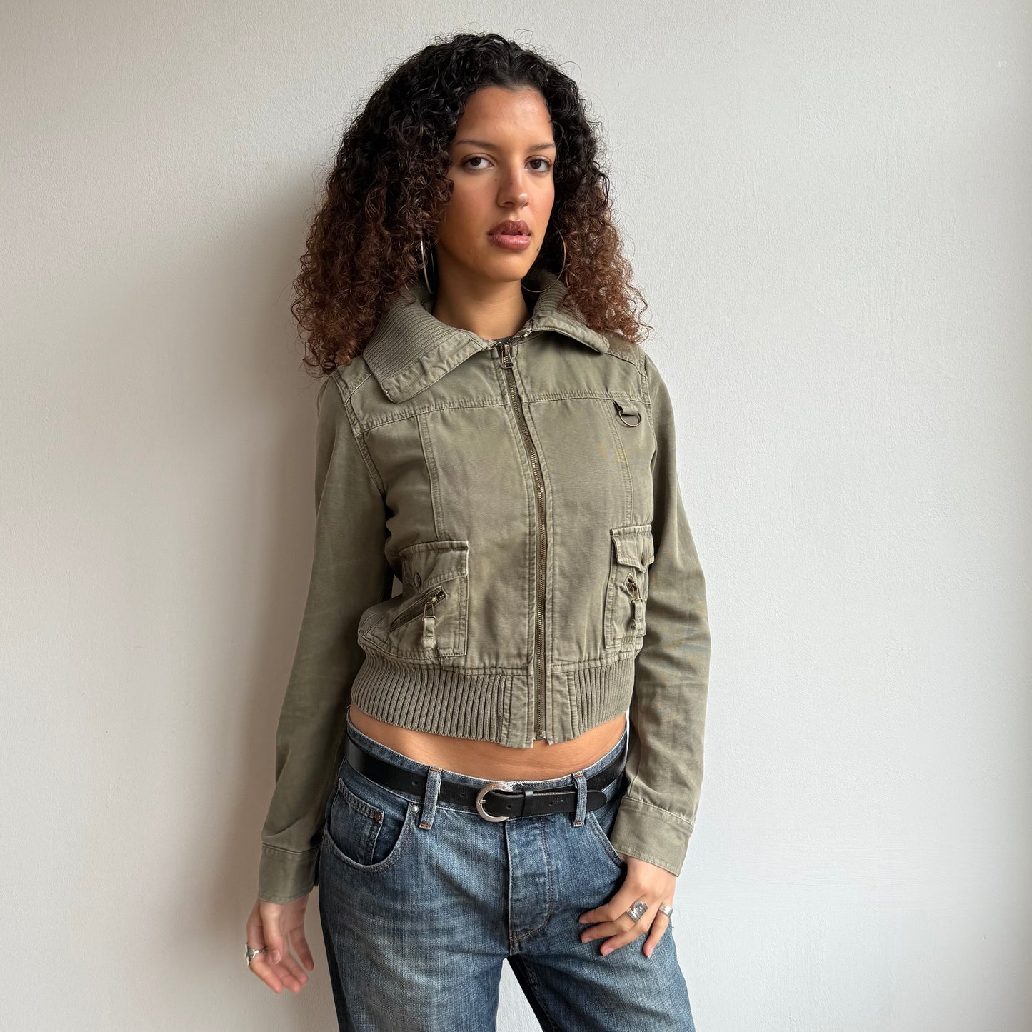 Khaki cargo bomber jacket - Size M