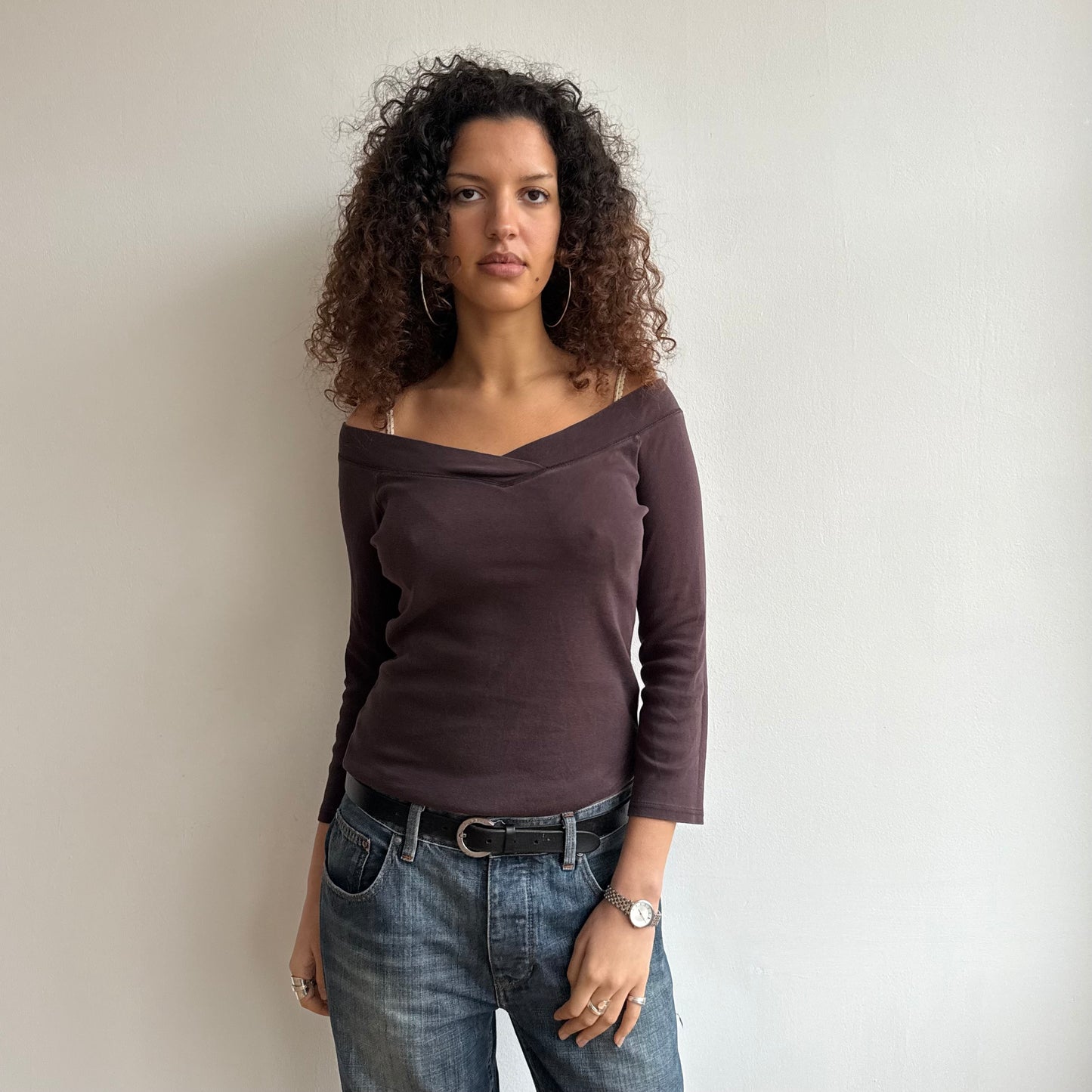 Brown 3/4 sleeve top - Size M