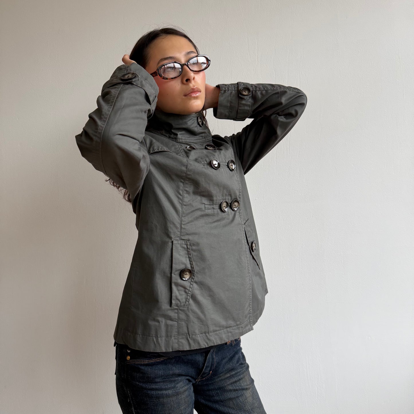 Khaki peacoat - Size S