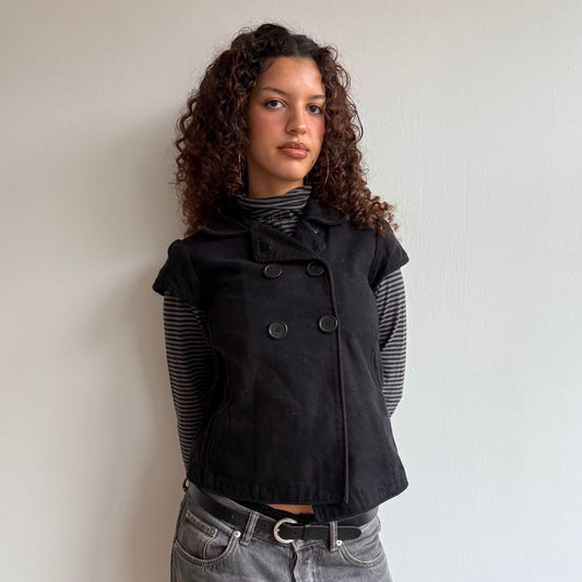 Black short sleeve peacoat - Size S