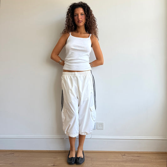 White Adidas cargo capris - Size S + M