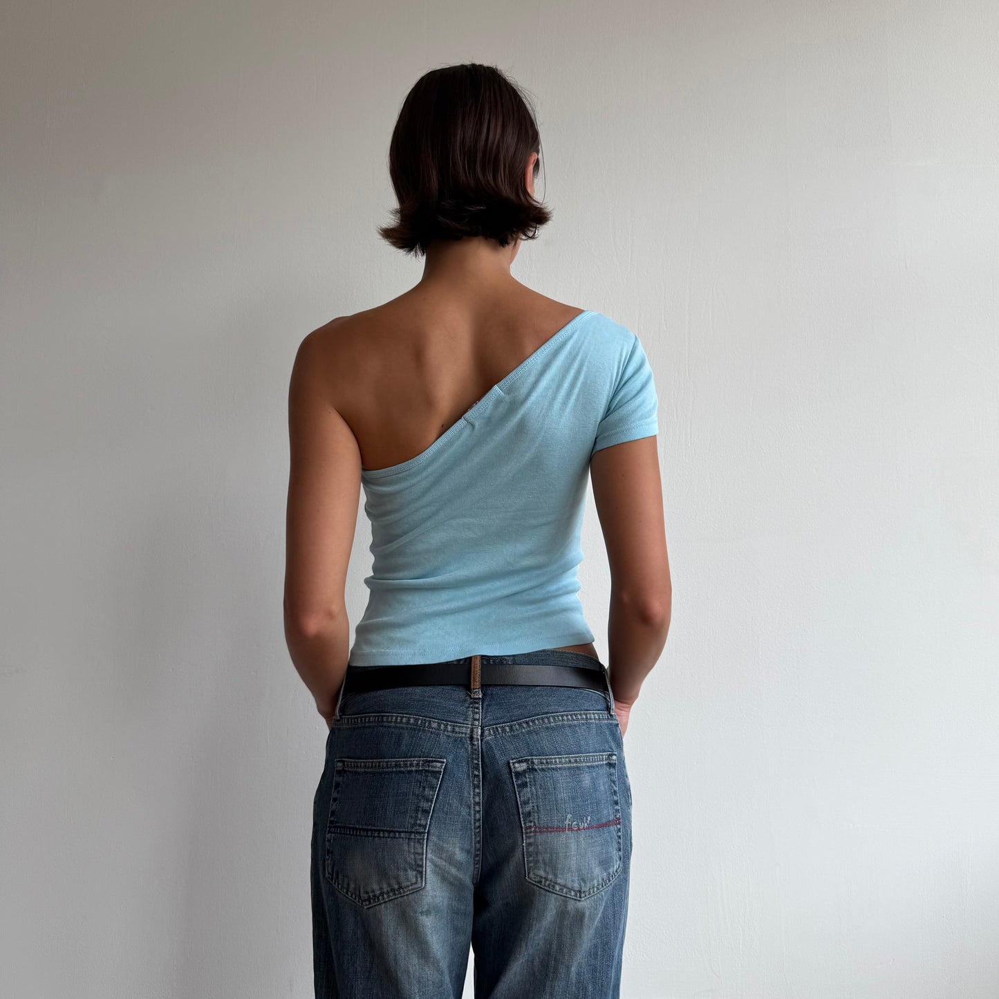 Blue one shoulder top - Size S