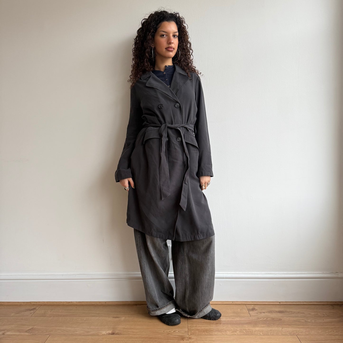 Charcoal grey trench - Size M