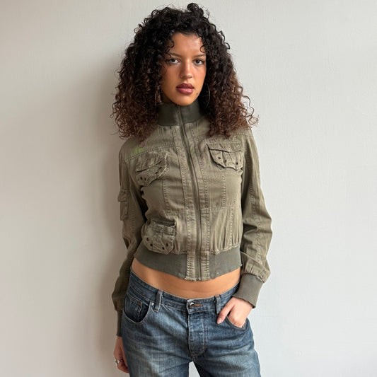 Khaki cargo bomber jacket - Size S
