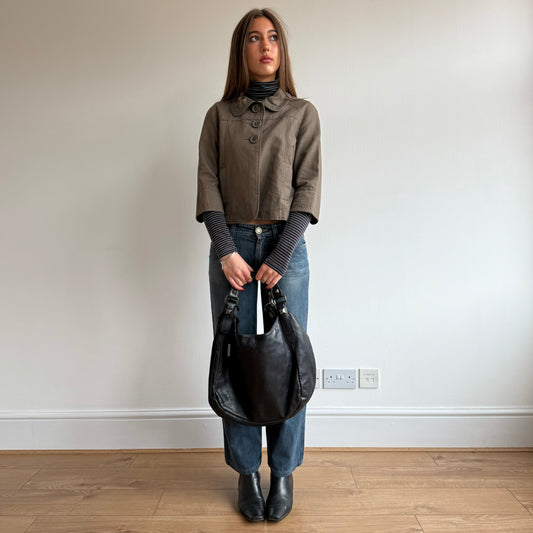 Black leather tassel bag