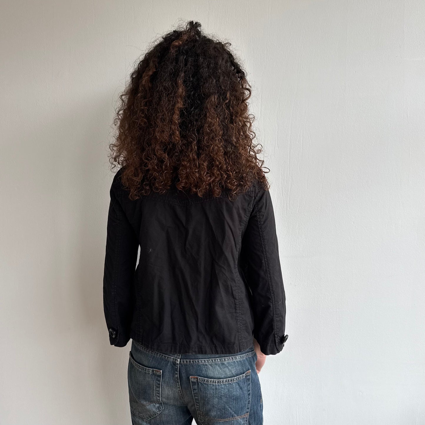 Black asymmetric button peacoat - Size S