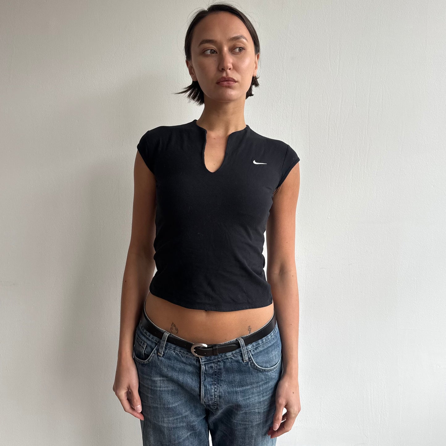 Black Nike swoosh top - Size S