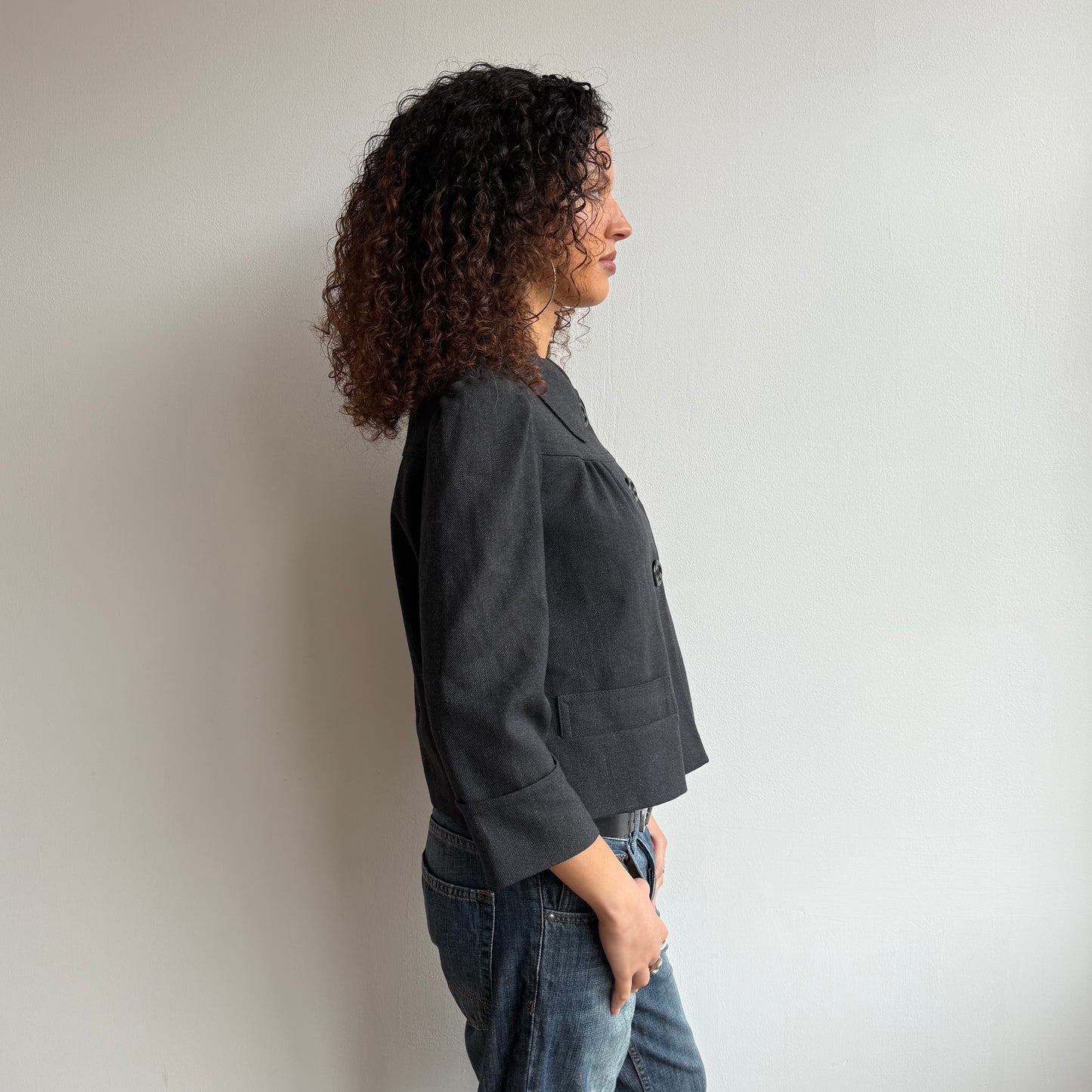 Grey 3/4 sleeve peacoat - Size M