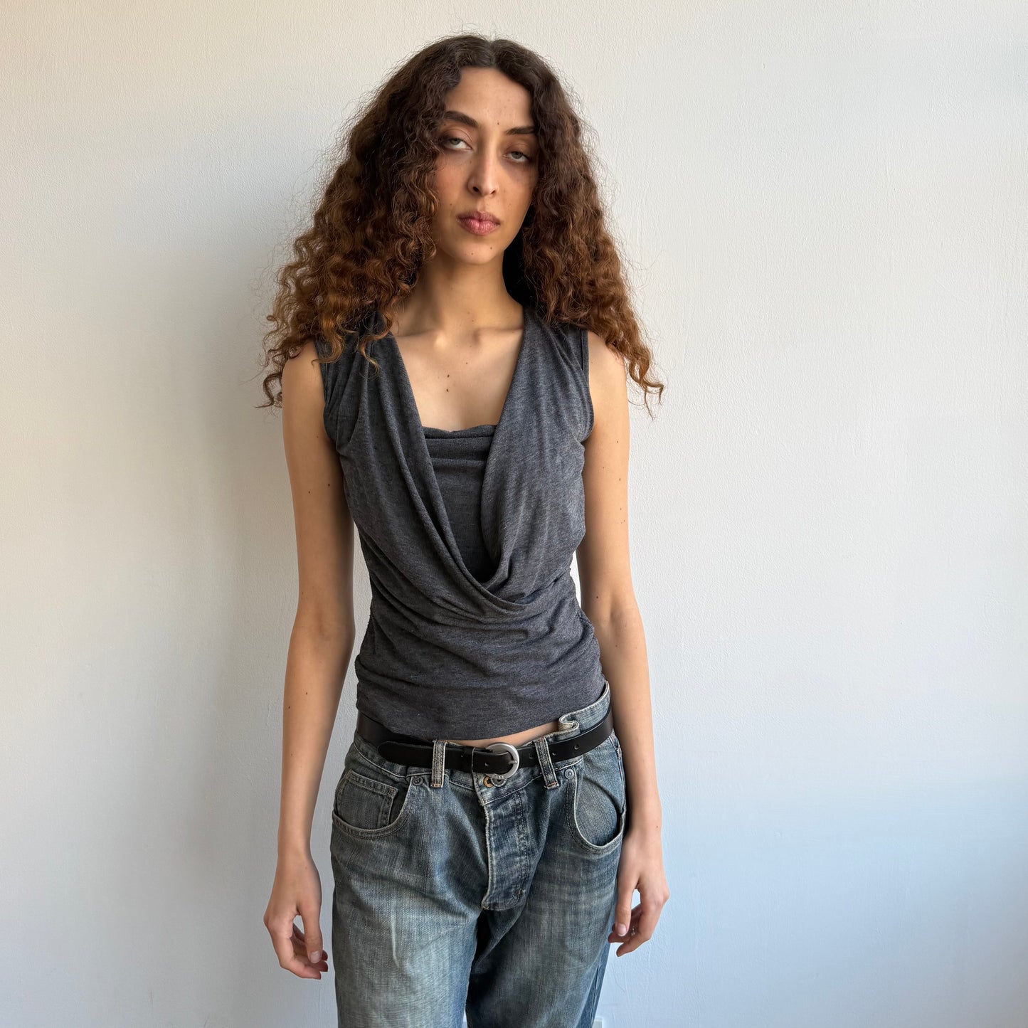 Charcoal wrap keyhole top - Size M