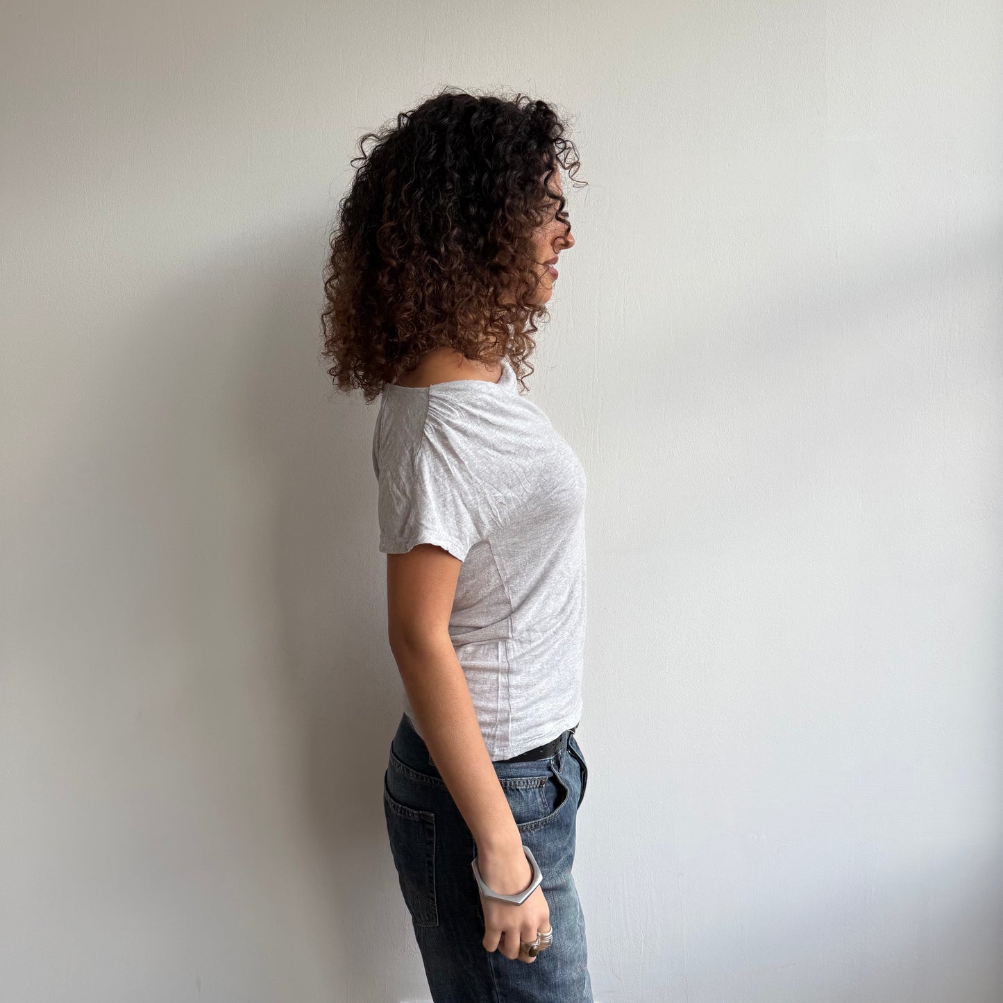 Grey slouchy t-shirt top - Size S