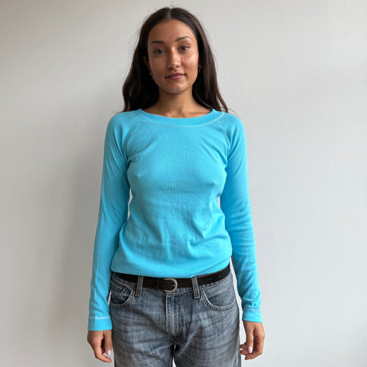 Turquoise stitch top - Size S-M