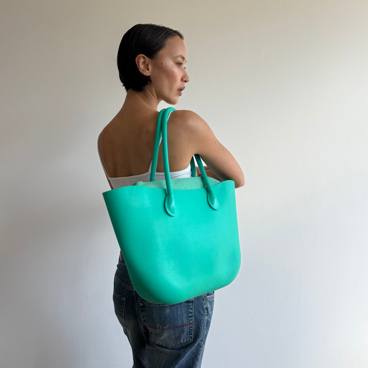 Turquoise jelly bucket bag - One Size