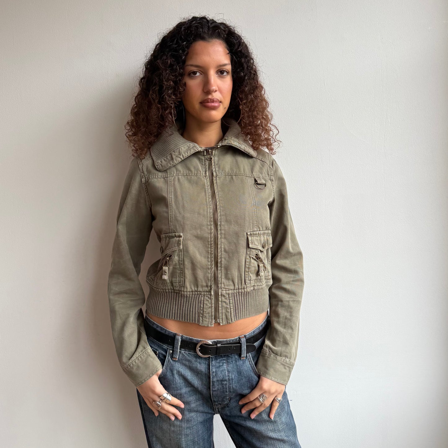 Khaki cargo bomber jacket - Size M