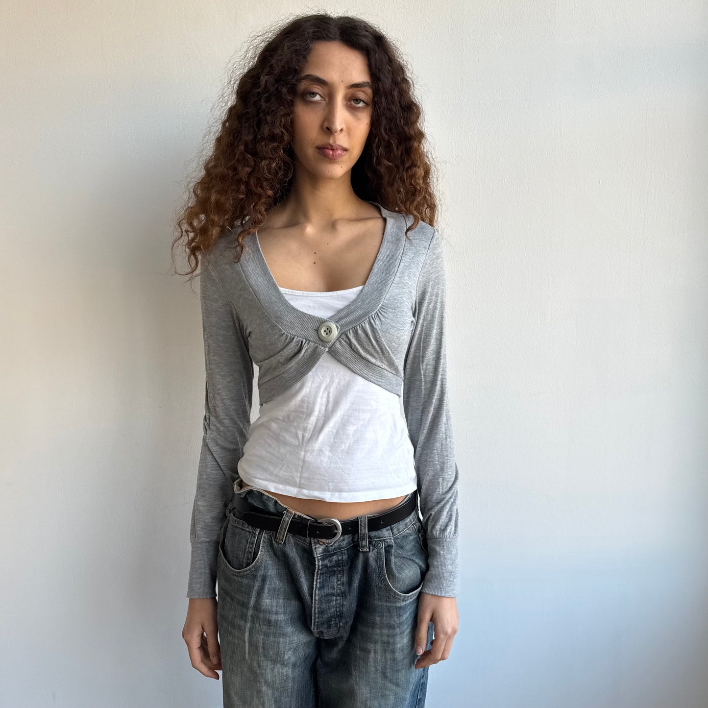 Grey button bolero cardi - Size S