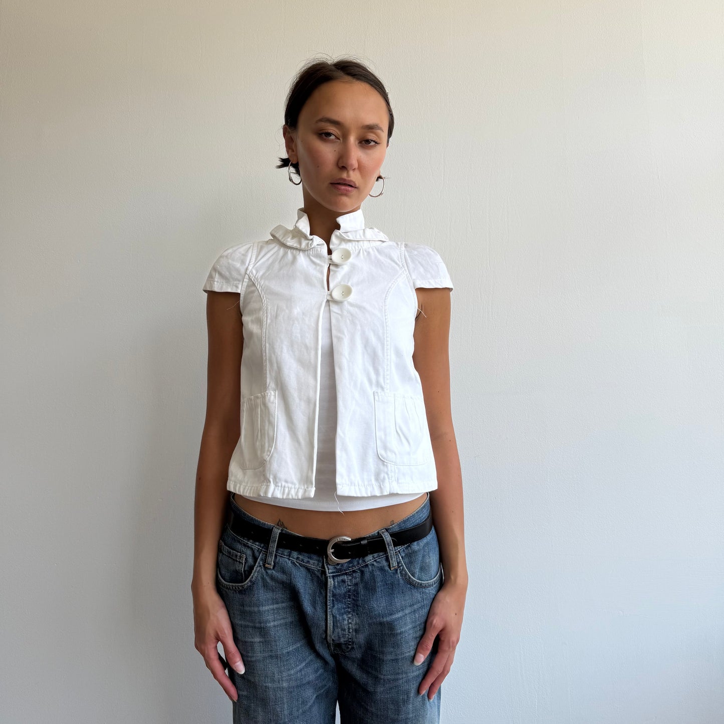 White short sleeve peacoat - Size S