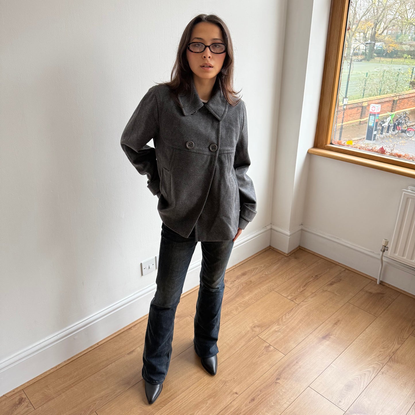 Dark grey peacoat - Size M