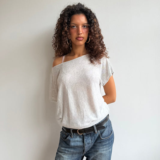 Grey short sleeve fine knit - Size M