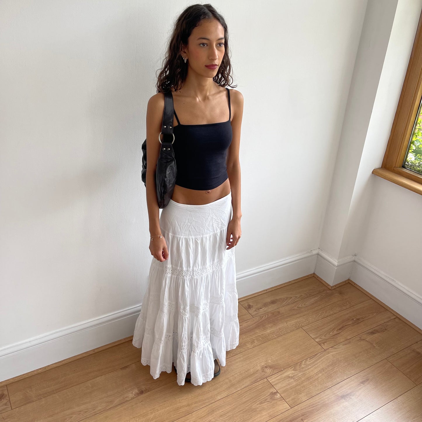 White boho maxi skirt - Size S