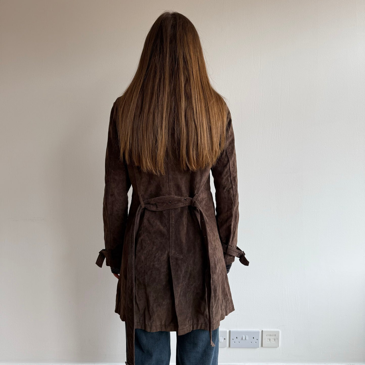 Brown suede trench coat - Size S