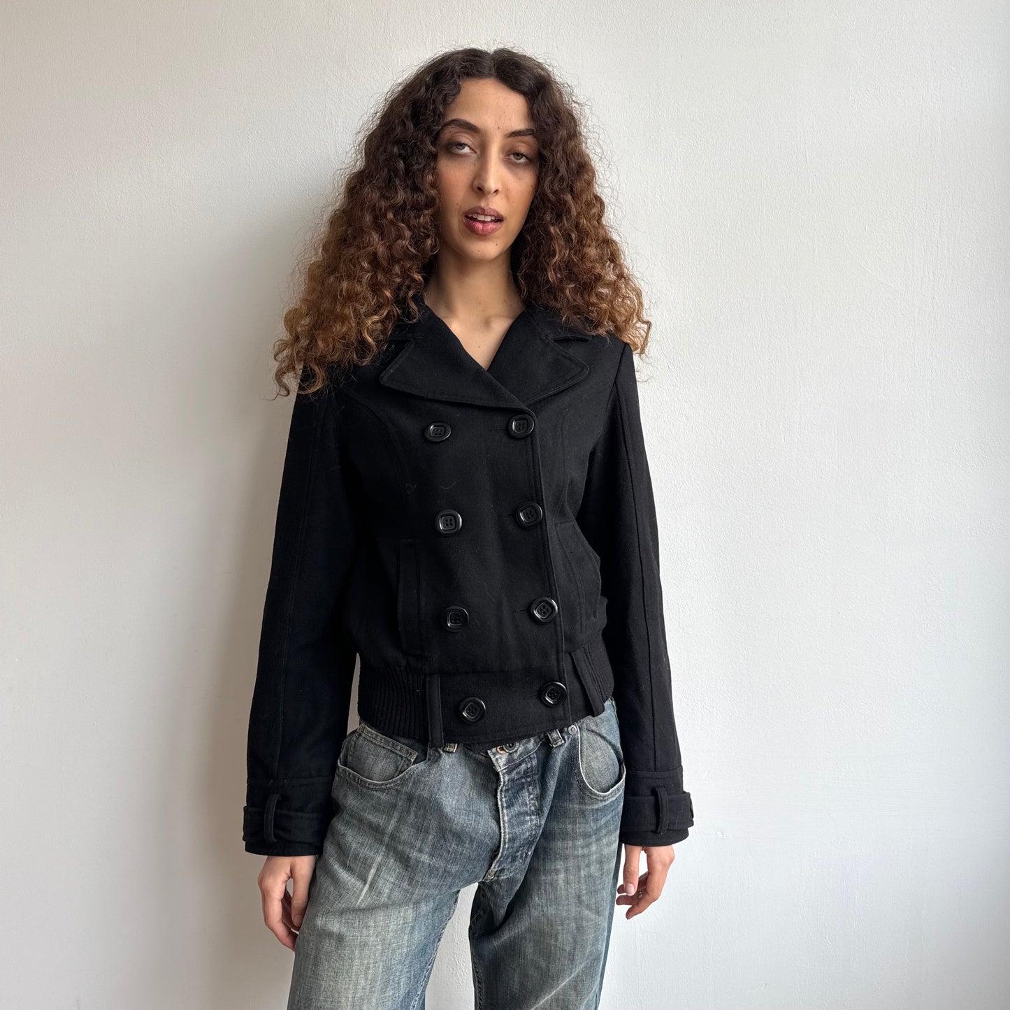 Black peacoat bomber jacket - Size S/M