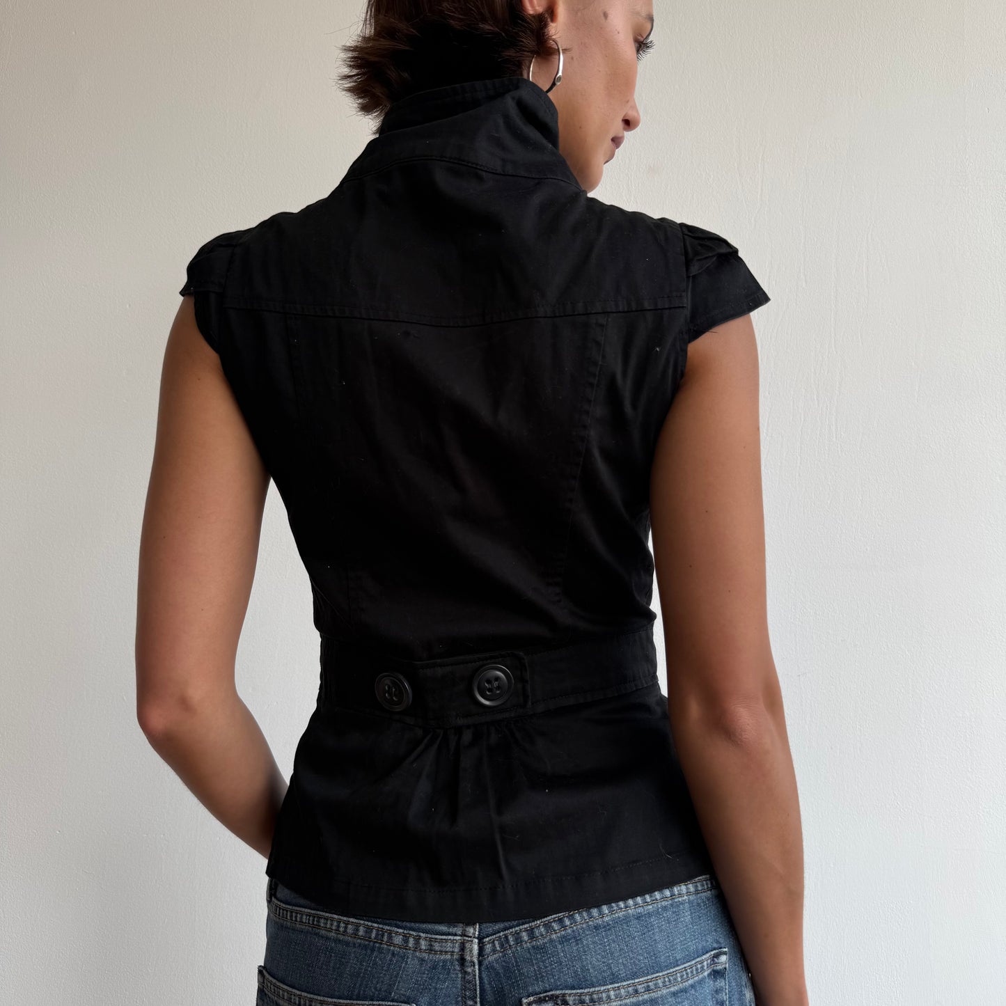 Short sleeve black peacoat - Size S