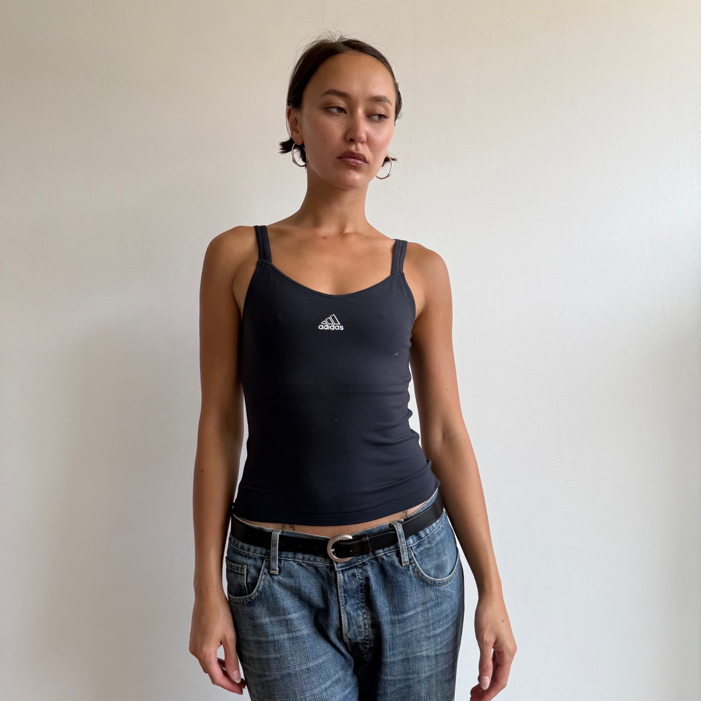 Navy adidas v neck sport top - Size S/M