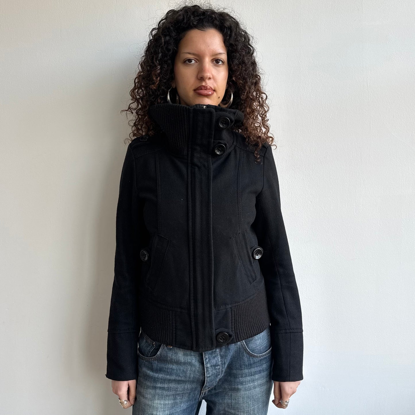 Black cargo wool bomber - Size M