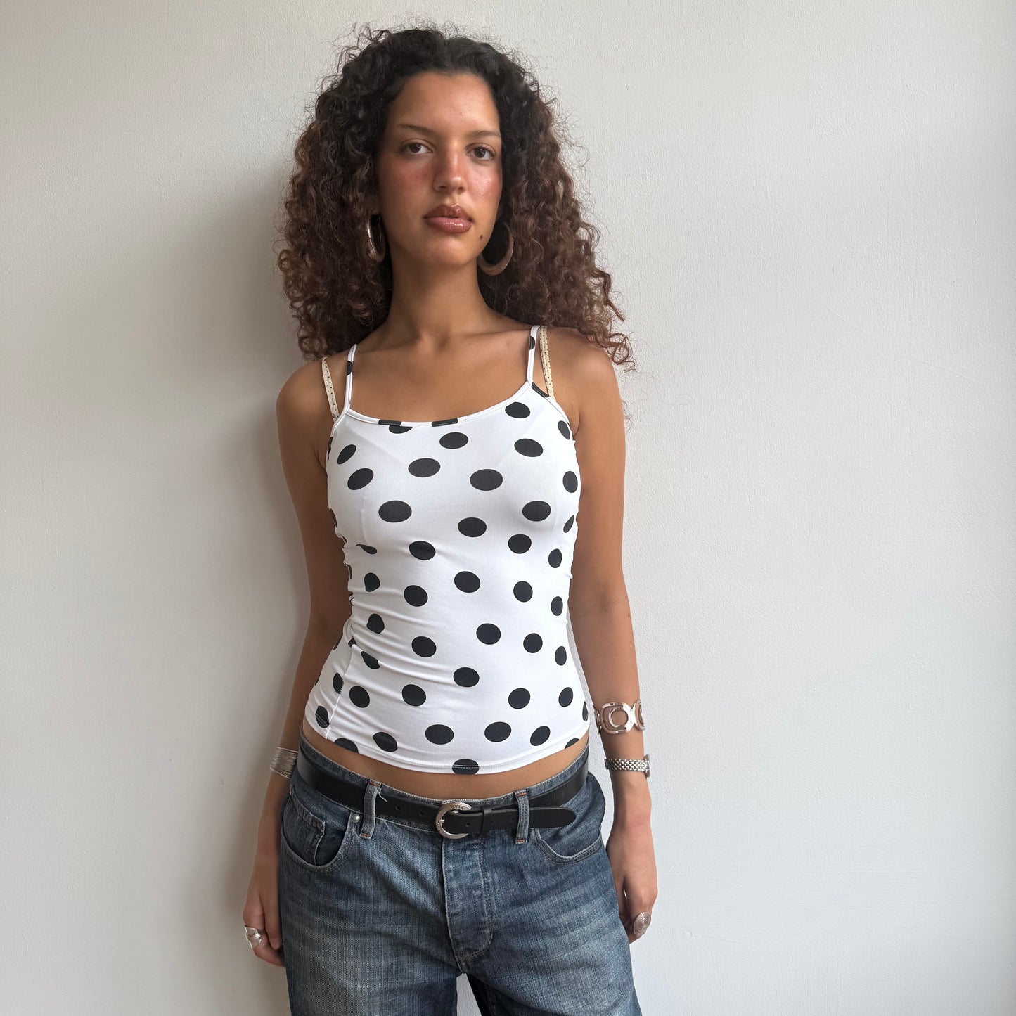 White large polka dot cami - Size S