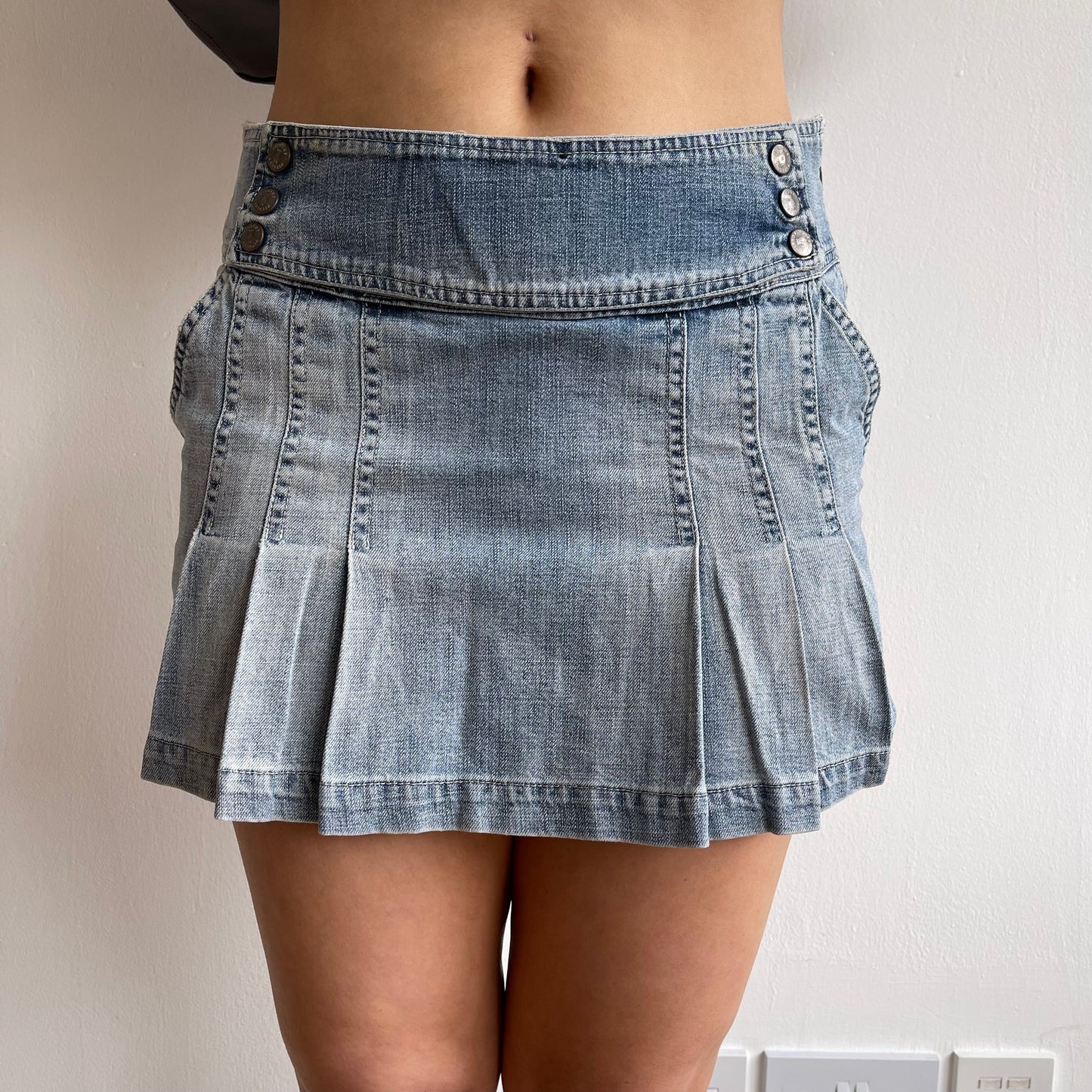 Denim pleated mini skirt - Size S