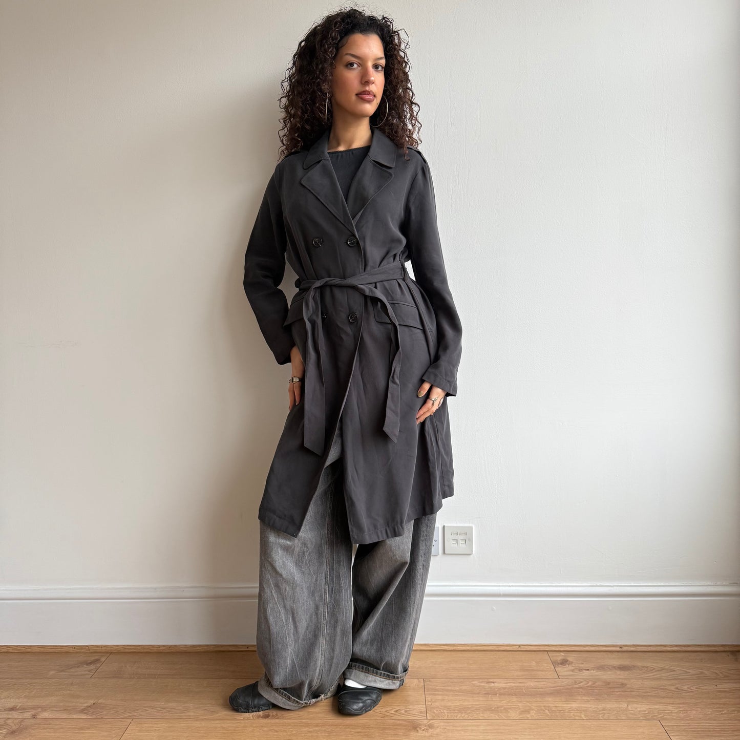 Charcoal grey trench - Size M
