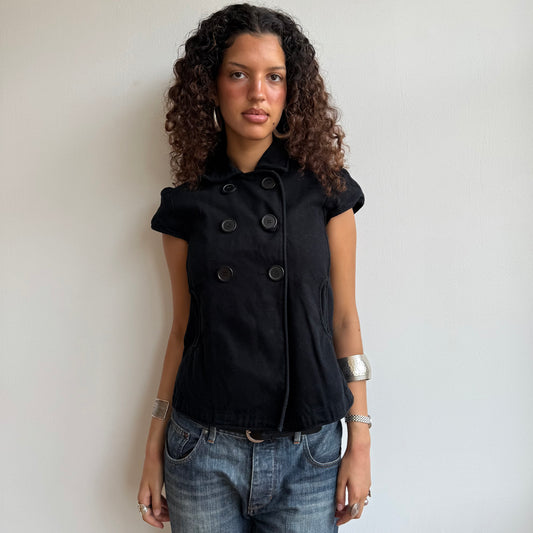 Black short sleeve peacoat - Size S