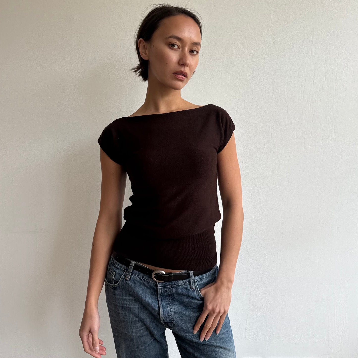 Brown short sleeve knit - Size S