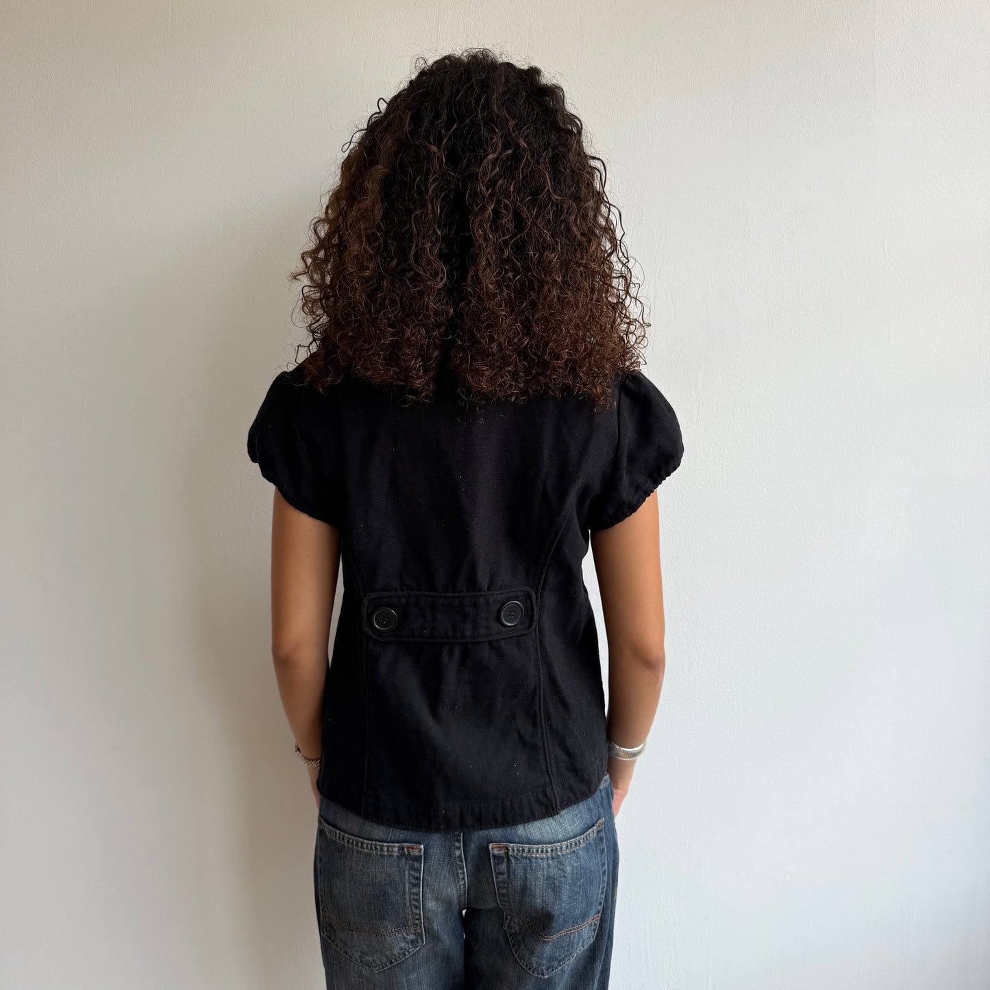 Black short sleeve peacoat - Size L