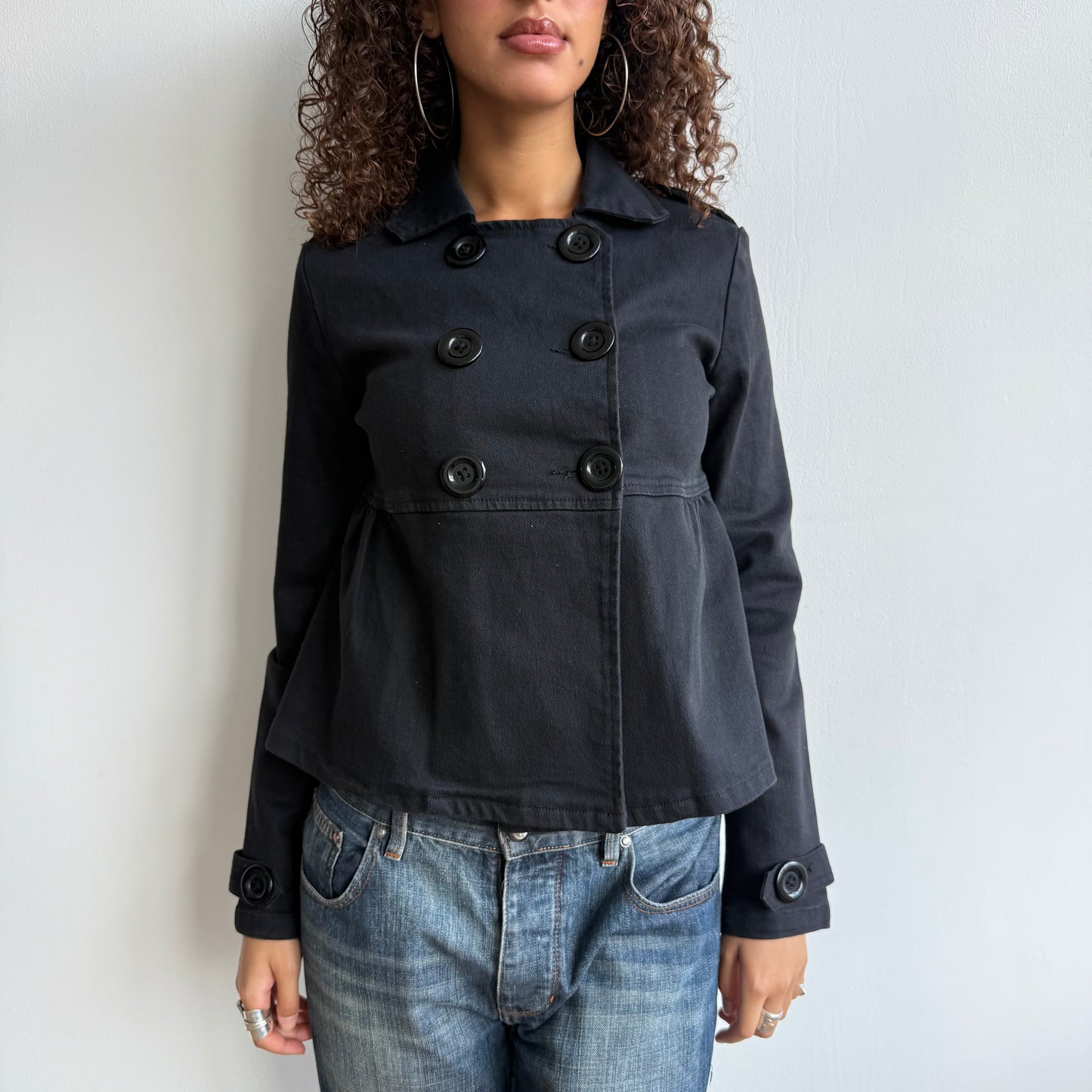 Black denim peacoat - Size M + L
