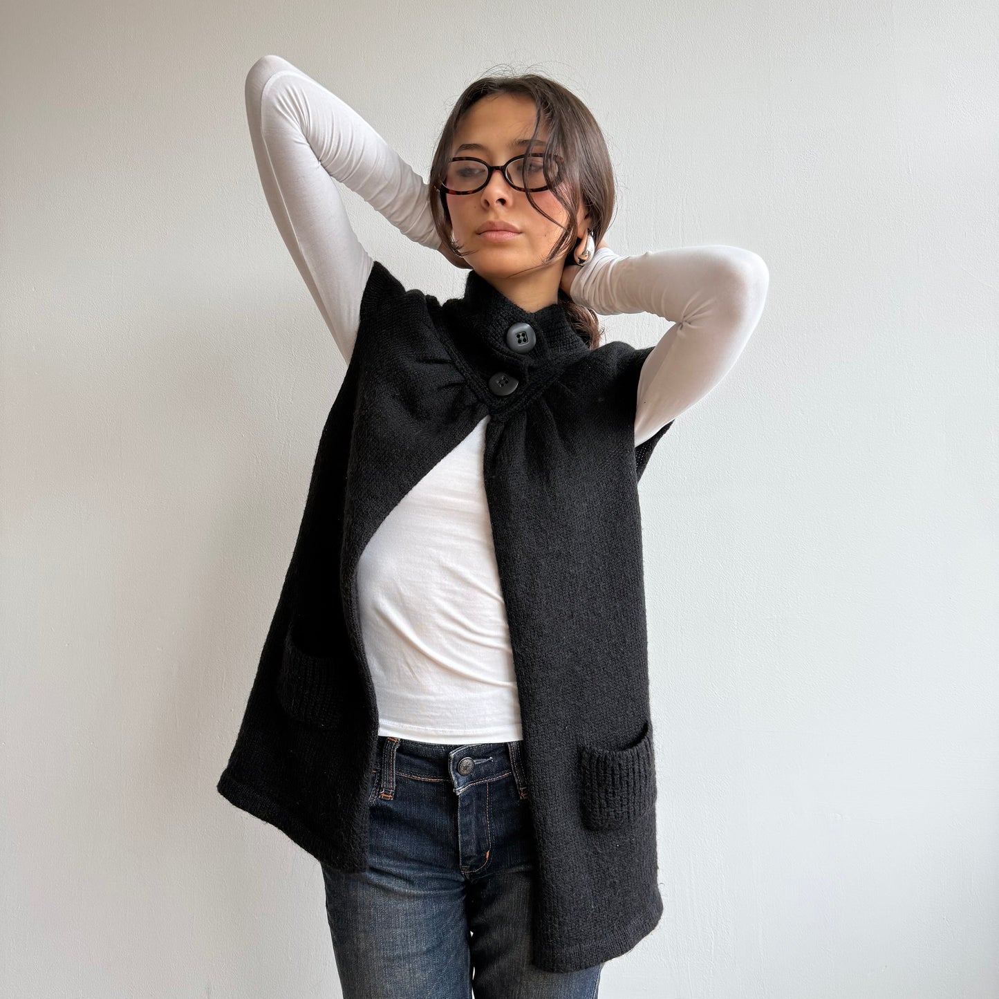 Black knit gilet - Size M