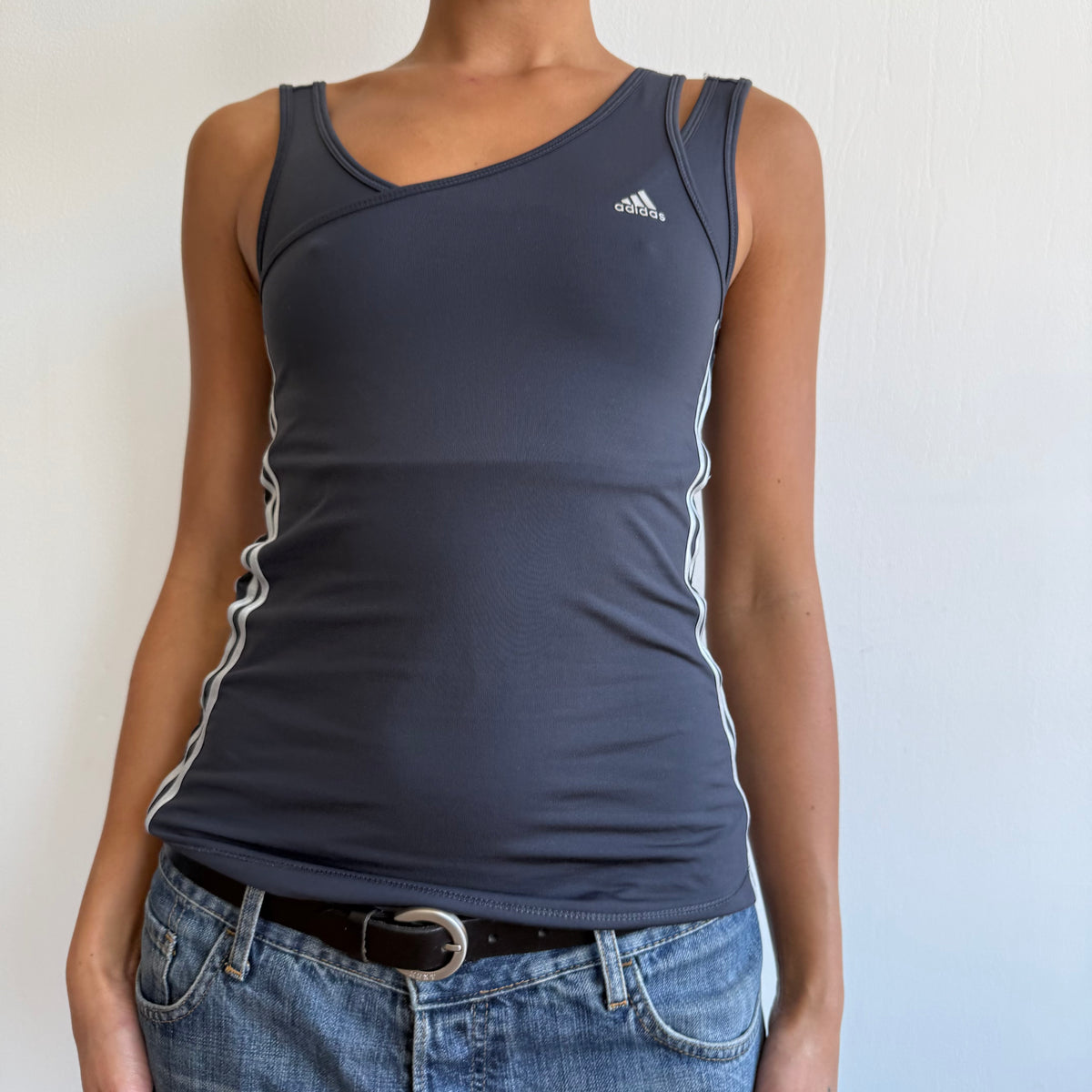 Navy Adidas double layer top - Size S
