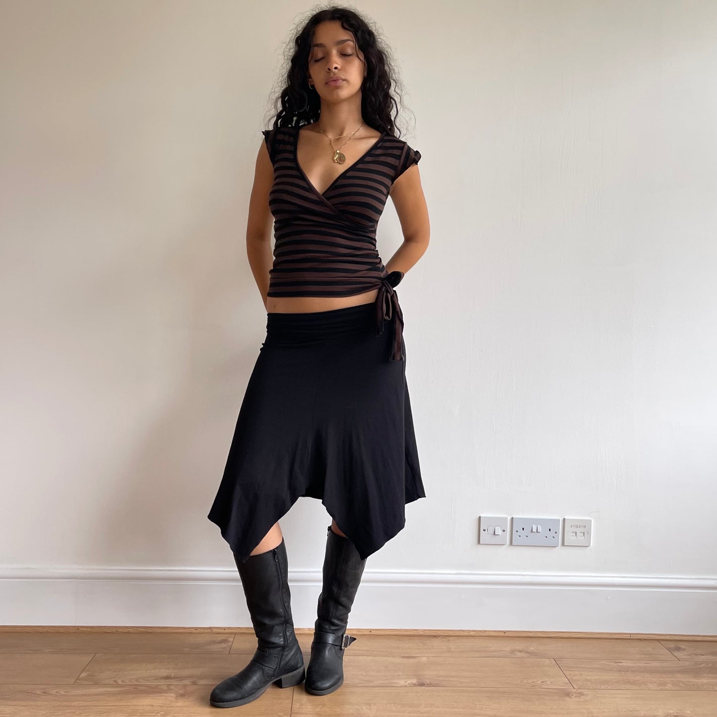 Black and brown striped top - Size S