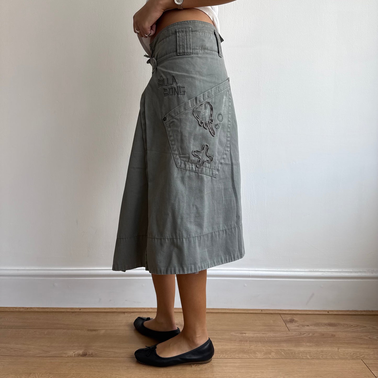 Khaki wrap midi skirt - Size S