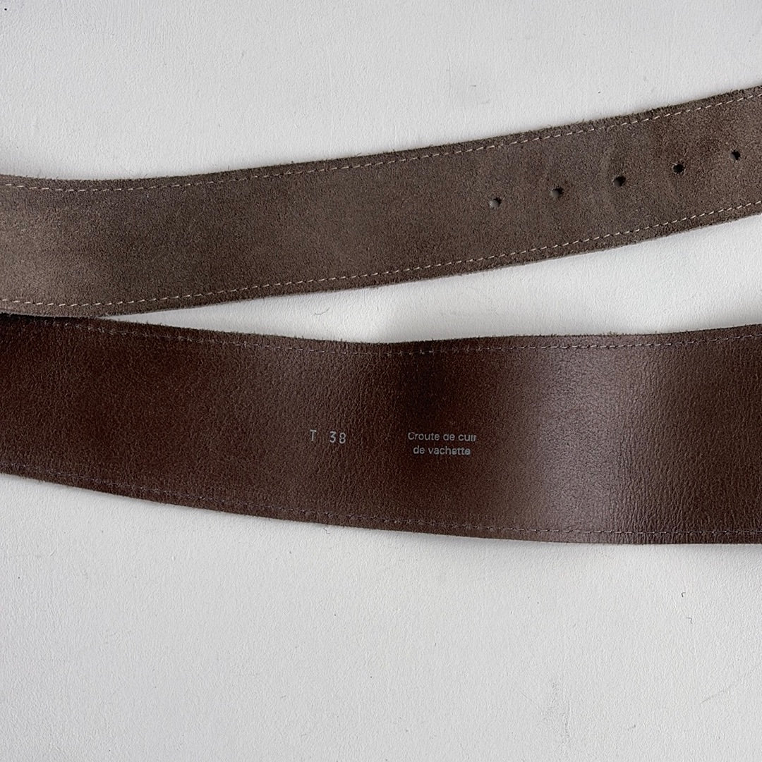 Taupe leather belt - Size S