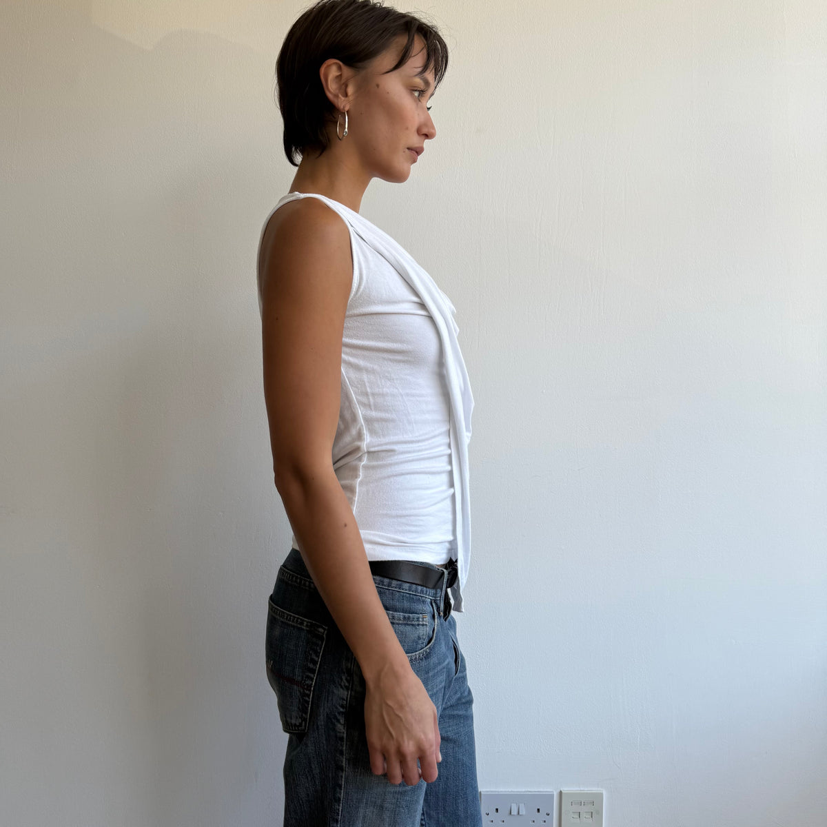 Ralph Lauren white drape top - Size S